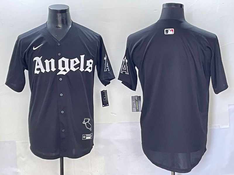 Men 2025 Los Angeles Angels Blank Black Five generations Joint Name Nike MLB Jersey style 1